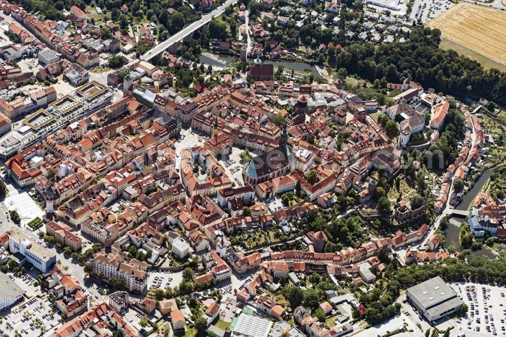 Bautzen from the bird's eye view: Old Town area and city center in Bautzen in the state Saxony, Germany