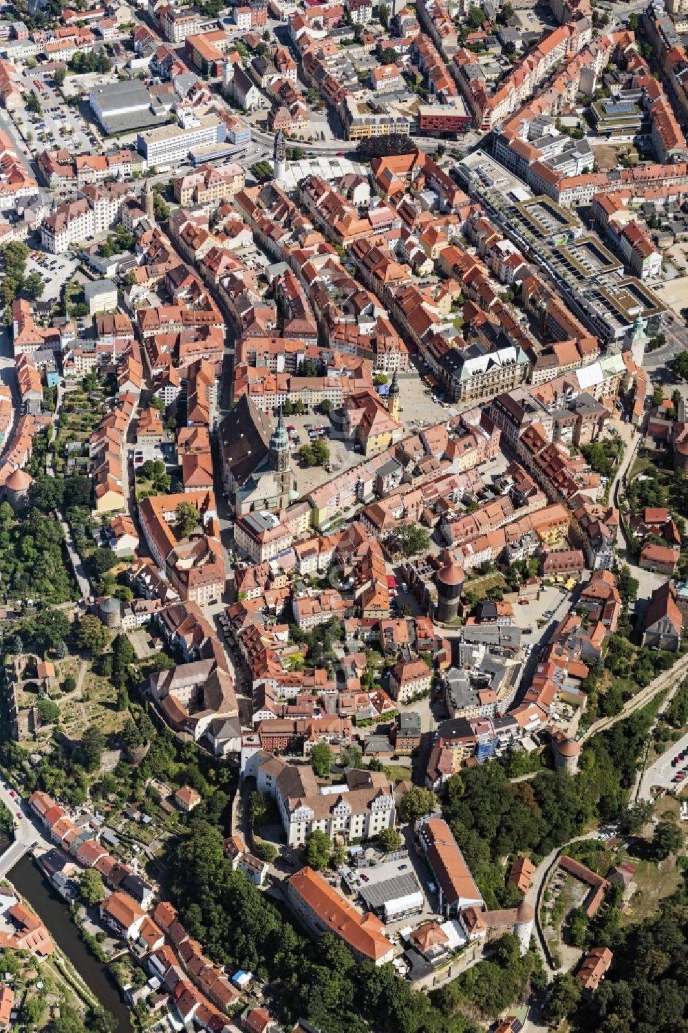 Bautzen from above - Old Town area and city center in Bautzen in the state Saxony, Germany