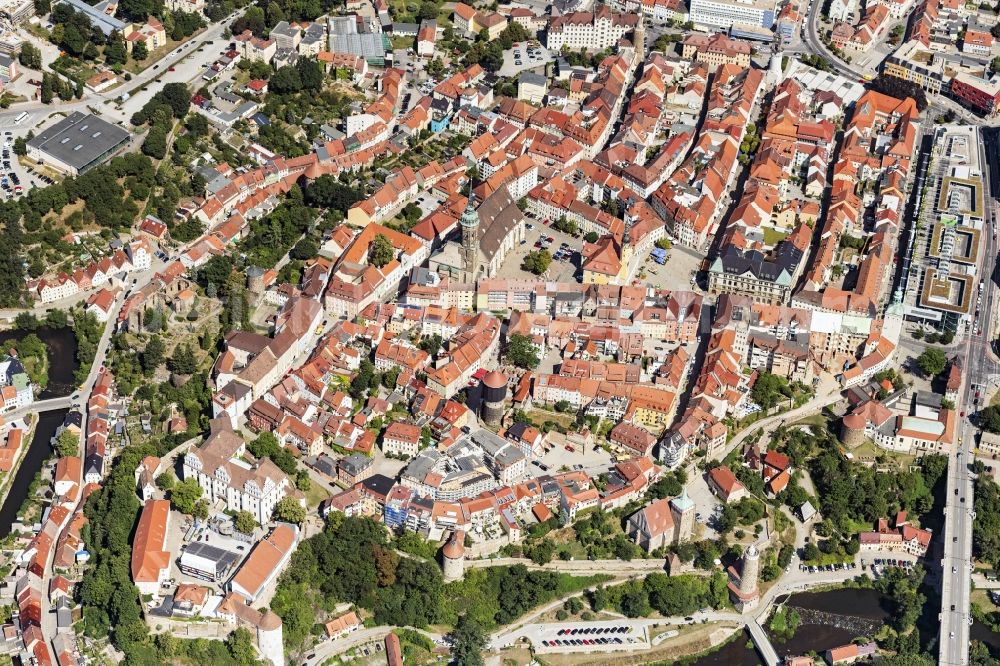 Aerial photograph Bautzen - Old Town area and city center in Bautzen in the state Saxony, Germany