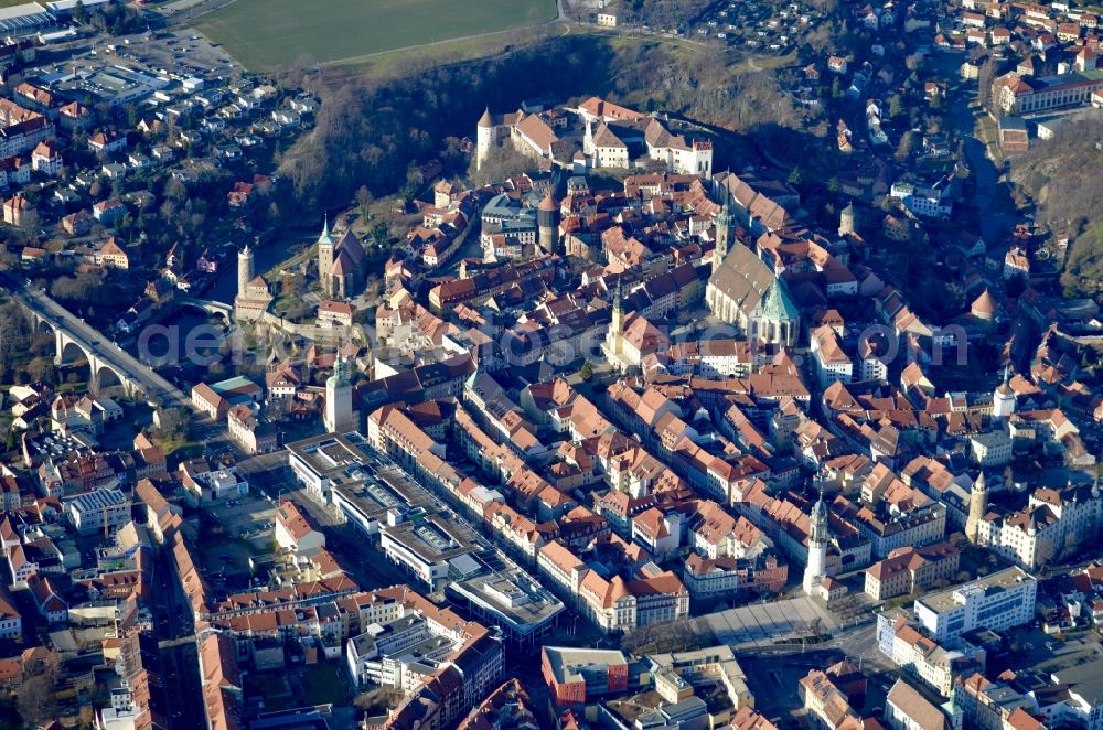 Aerial image Bautzen - Old Town area and city center in Bautzen in the state Saxony, Germany