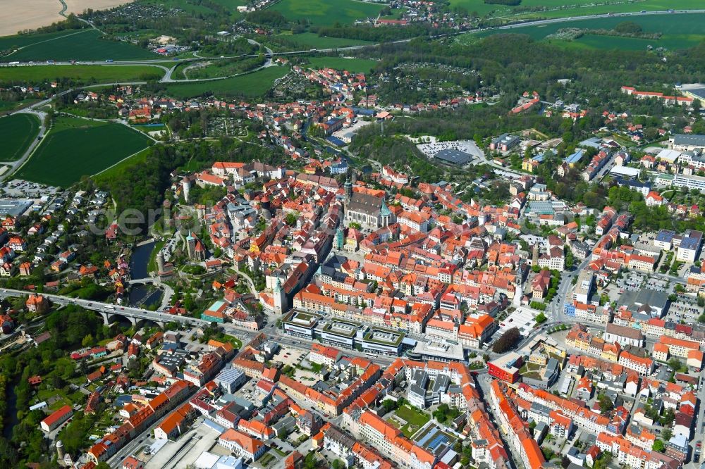 Aerial image Bautzen - Old Town area and city center in Bautzen in the state Saxony, Germany