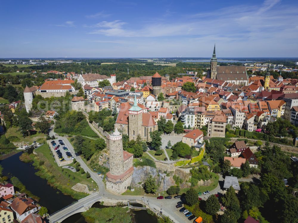 Aerial image Bautzen - Old Town area and city center in Bautzen in the state Saxony, Germany