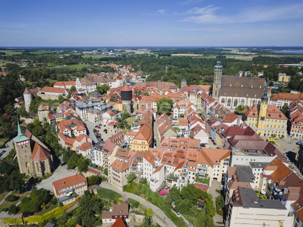 Bautzen from above - Old Town area and city center in Bautzen in the state Saxony, Germany