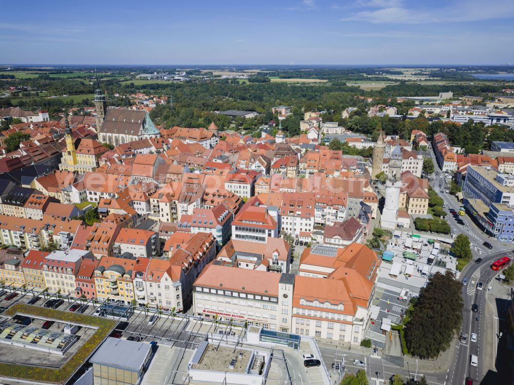 Aerial image Bautzen - Old Town area and city center in Bautzen in the state Saxony, Germany