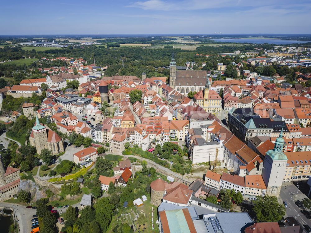 Bautzen from the bird's eye view: Old Town area and city center in Bautzen in the state Saxony, Germany