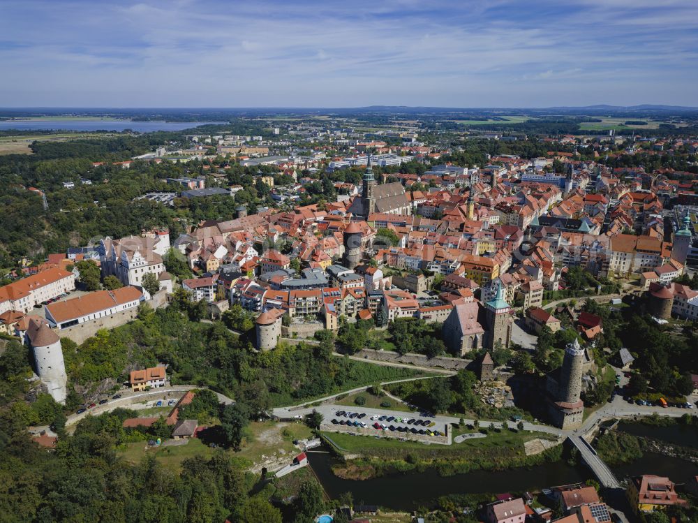 Bautzen from above - Old Town area and city center in Bautzen in the state Saxony, Germany