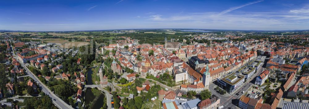 Bautzen from the bird's eye view: Old Town area and city center in Bautzen in the state Saxony, Germany