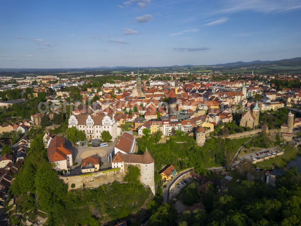 Aerial photograph Bautzen - Old Town area and city center in Bautzen in the state Saxony, Germany