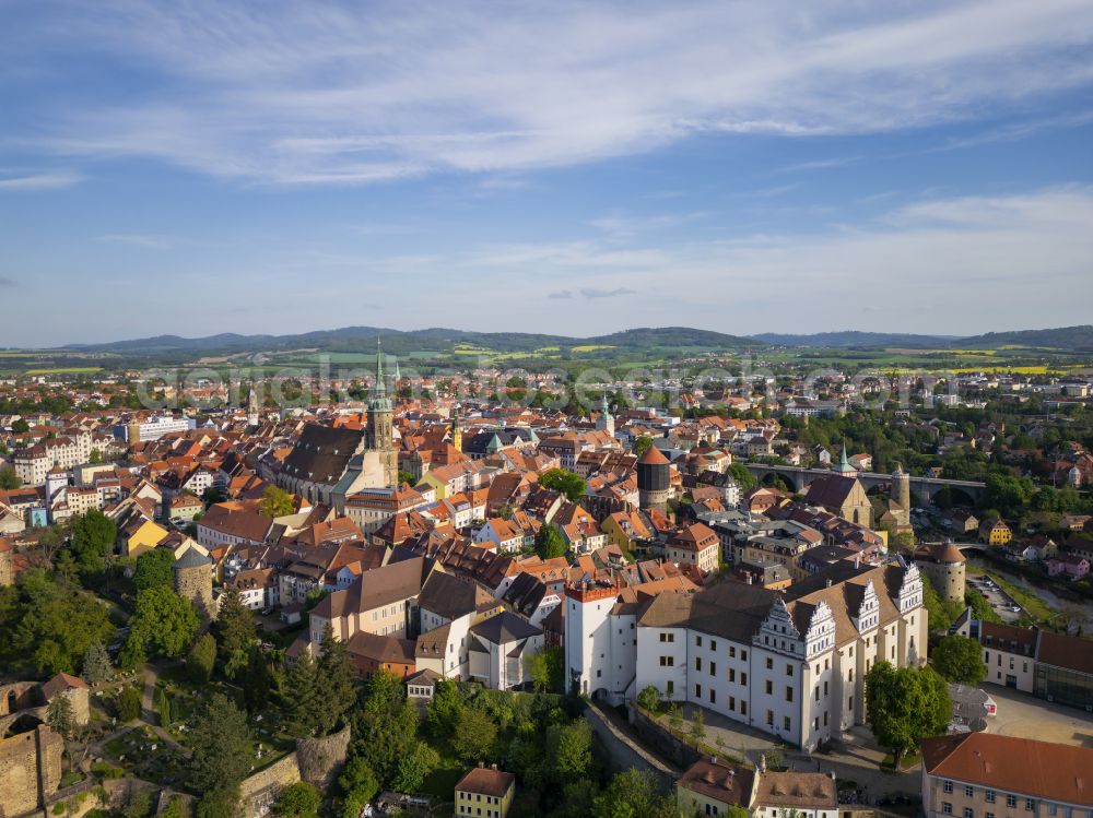 Bautzen from the bird's eye view: Old Town area and city center in Bautzen in the state Saxony, Germany