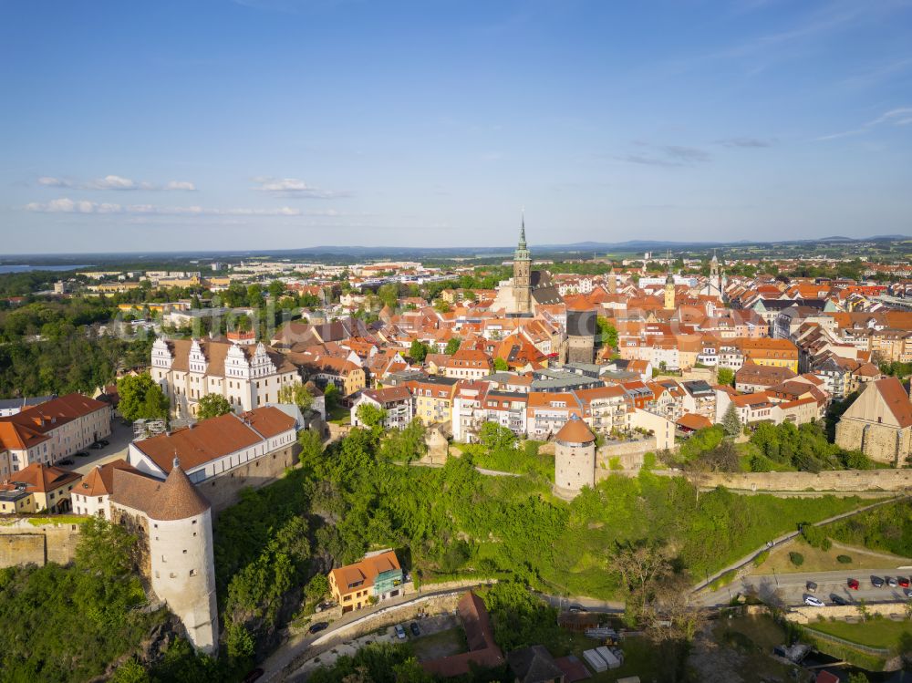 Bautzen from above - Old Town area and city center in Bautzen in the state Saxony, Germany