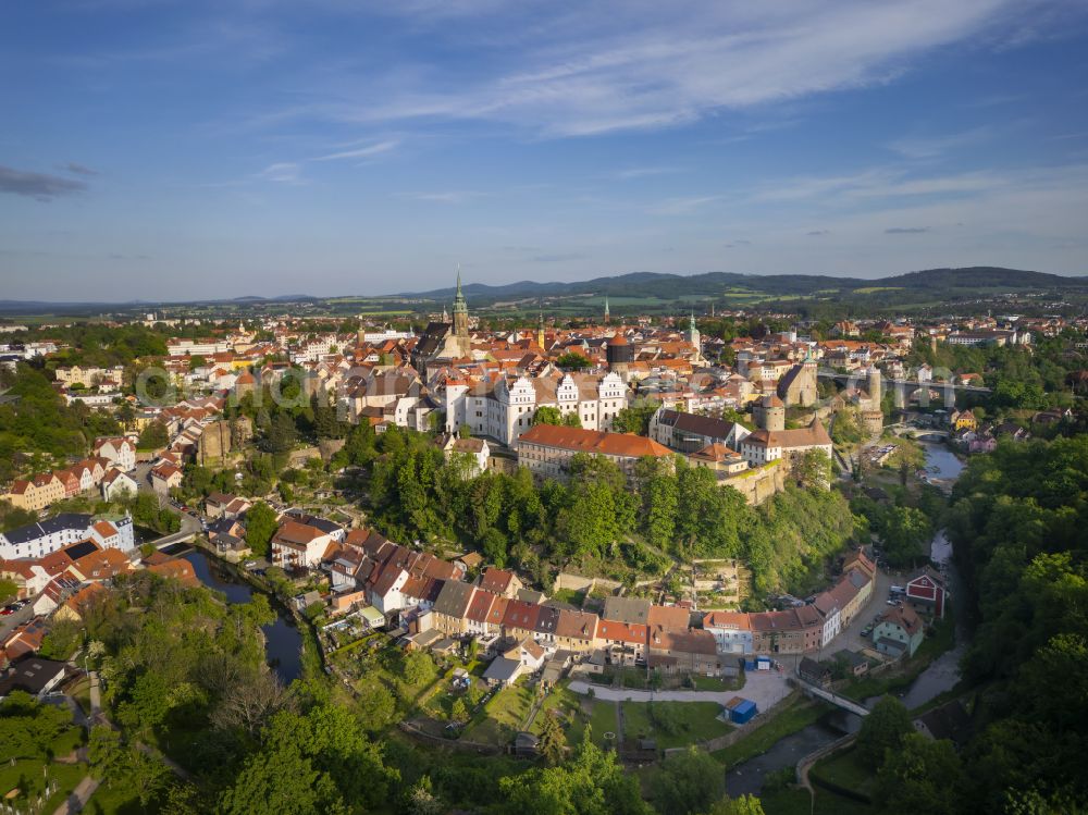 Bautzen from the bird's eye view: Old Town area and city center in Bautzen in the state Saxony, Germany