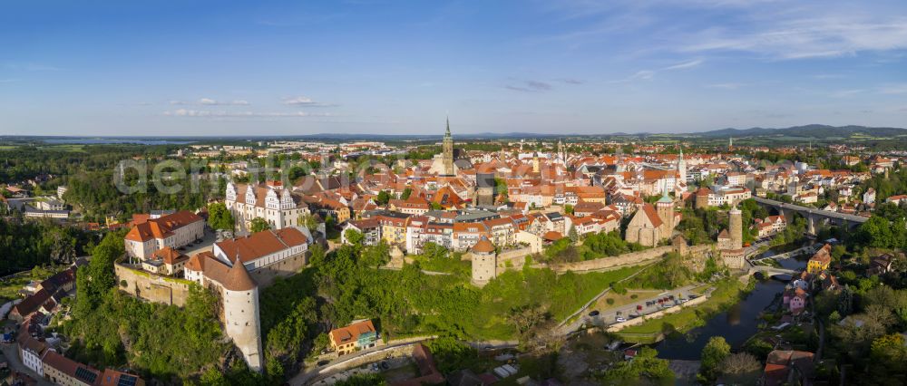 Bautzen from above - Old Town area and city center in Bautzen in the state Saxony, Germany