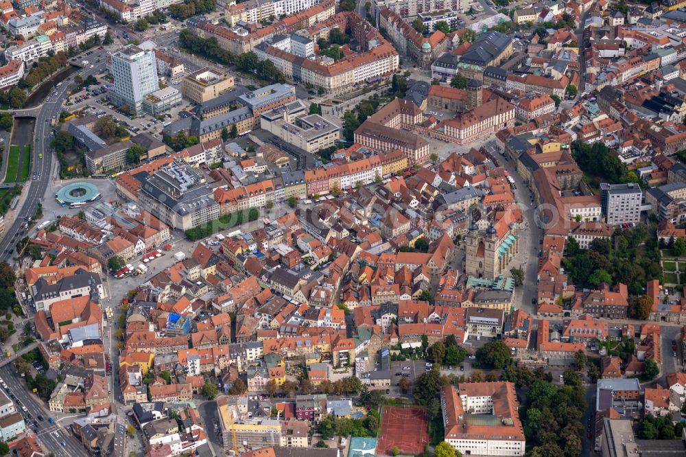 Aerial image Bayreuth - Old Town area and city center on street Maximilianstrasse in Bayreuth in the state Bavaria, Germany