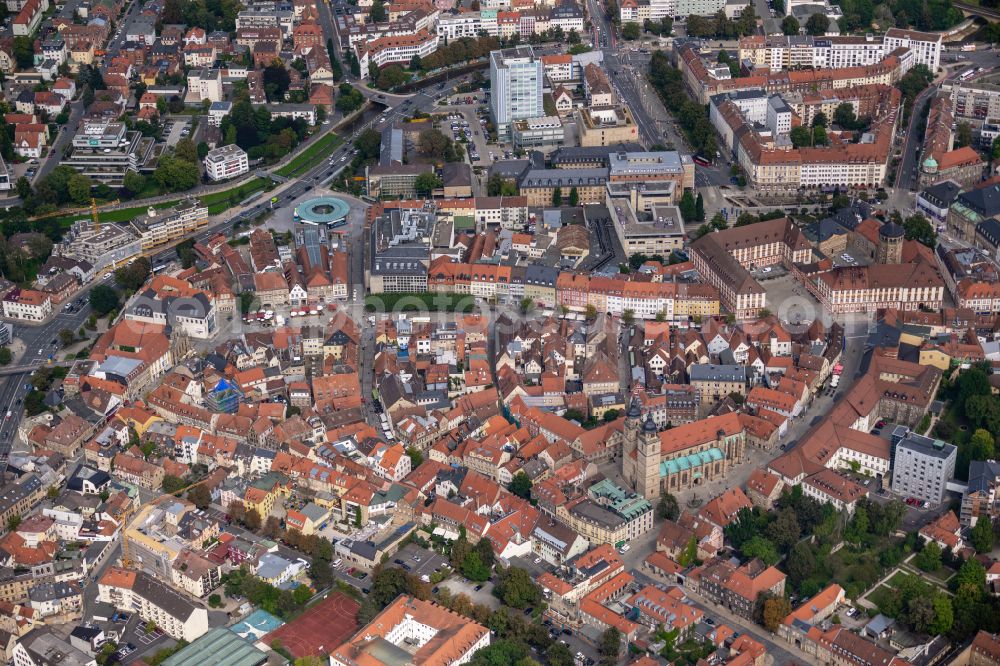 Aerial photograph Bayreuth - Old Town area and city center on street Maximilianstrasse in Bayreuth in the state Bavaria, Germany