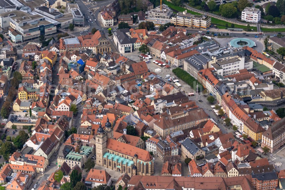 Aerial image Bayreuth - Old Town area and city center on street Maximilianstrasse in Bayreuth in the state Bavaria, Germany