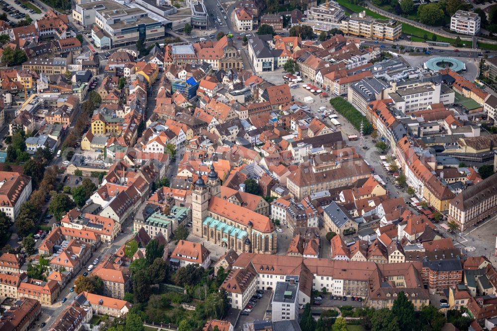 Aerial photograph Bayreuth - Old Town area and city center on street Maximilianstrasse in Bayreuth in the state Bavaria, Germany