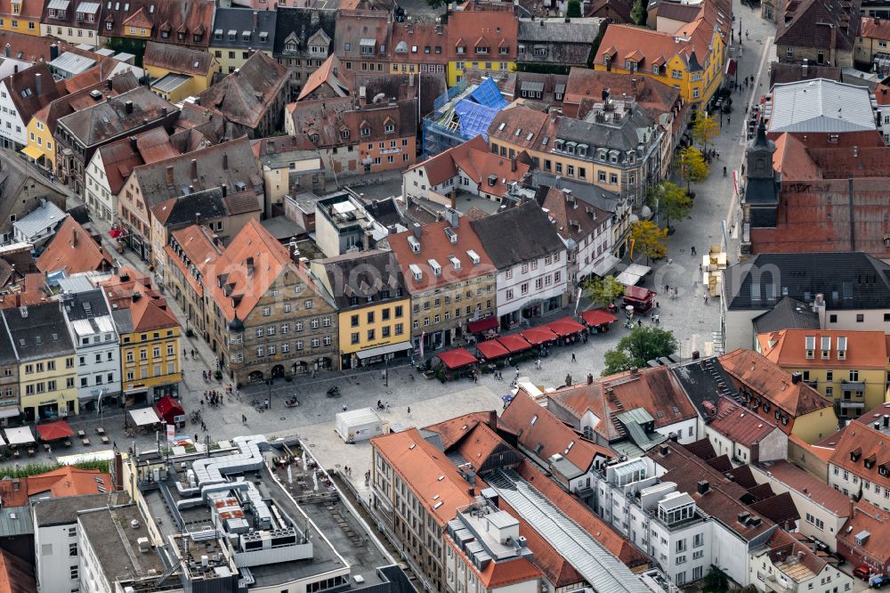 Bayreuth from above - Old Town area and city center on street Maximilianstrasse in Bayreuth in the state Bavaria, Germany