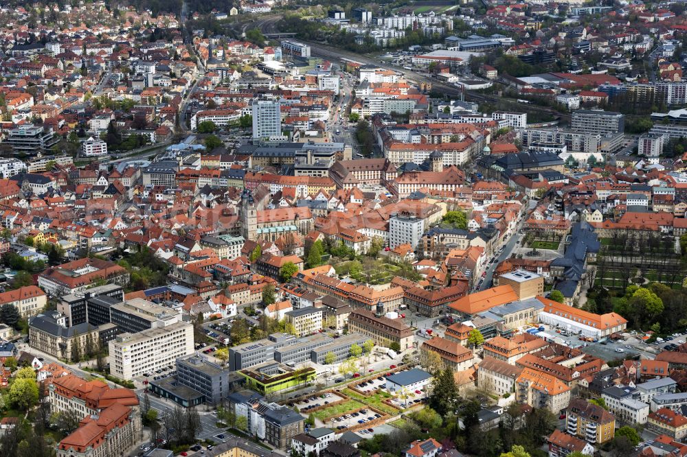 Aerial photograph Bayreuth - Old Town area and city center on street Maximilianstrasse in Bayreuth in the state Bavaria, Germany