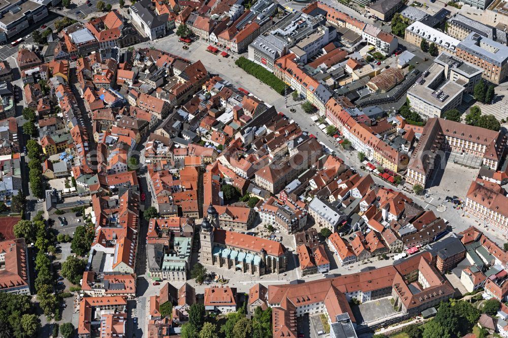 Aerial photograph Bayreuth - Old Town area and city center on street Maximilianstrasse in Bayreuth in the state Bavaria, Germany