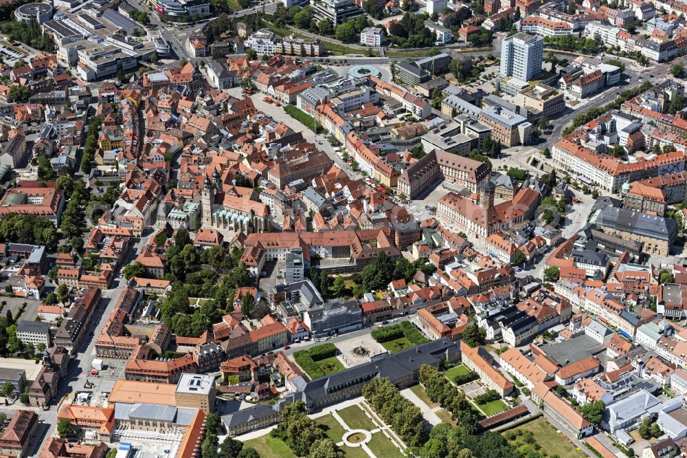 Aerial photograph Bayreuth - Old Town area and city center on street Kanzleistrasse in Bayreuth in the state Bavaria, Germany