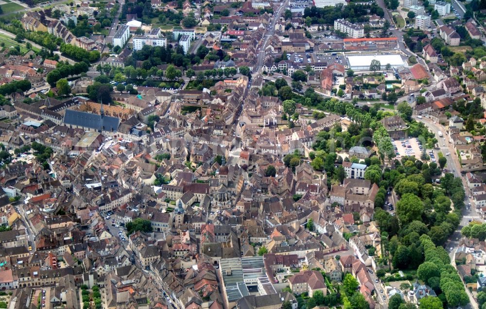 Beaune from above - Old Town area and city center in Beaune in Bourgogne Franche-Comte, France