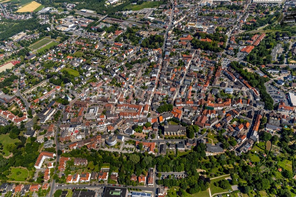 Beckum from above - Old Town area and city center in Beckum in the state North Rhine-Westphalia, Germany