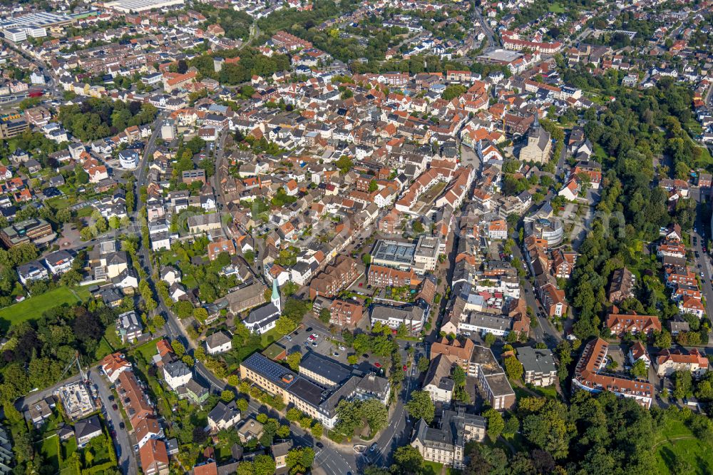 Beckum from the bird's eye view: Old Town area and city center in Beckum in the state North Rhine-Westphalia, Germany