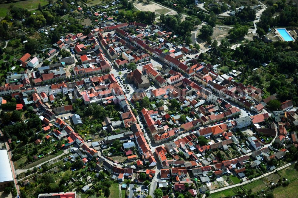 Beelitz from the bird's eye view: Old Town area and city center in Beelitz in the state Brandenburg, Germany