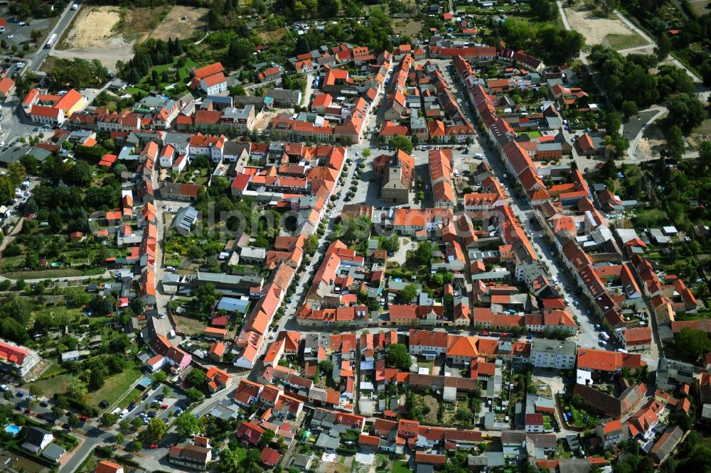 Beelitz from above - Old Town area and city center in Beelitz in the state Brandenburg, Germany