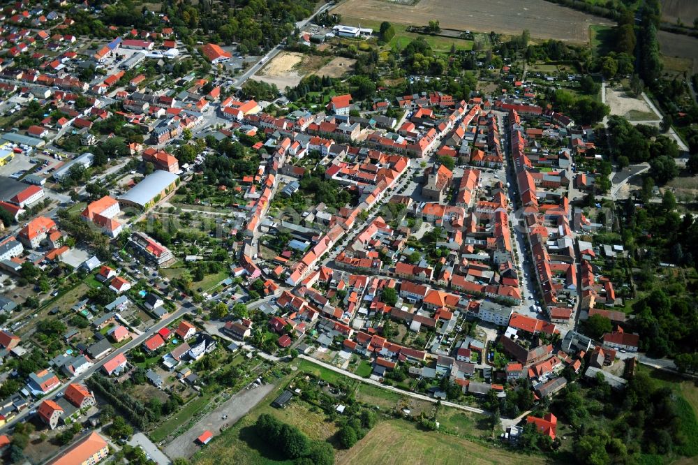 Beelitz from the bird's eye view: Old Town area and city center in Beelitz in the state Brandenburg, Germany