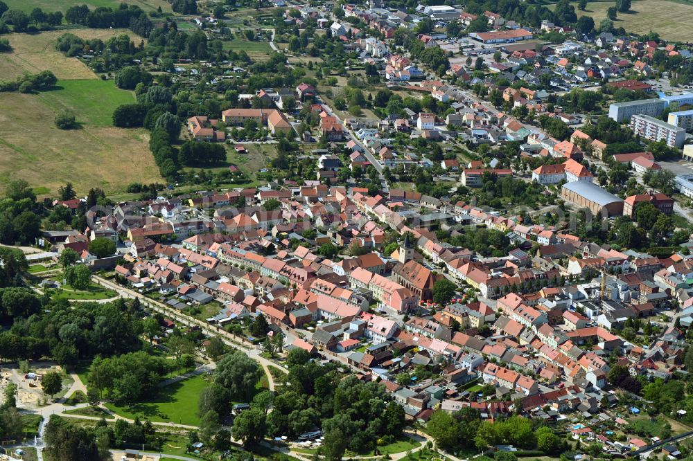 Beelitz from the bird's eye view: Old Town area and city center in Beelitz in the state Brandenburg, Germany