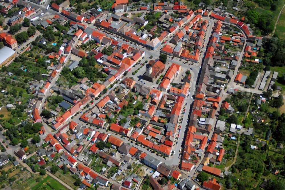 Beelitz from above - Old Town area and city center in Beelitz in the state Brandenburg, Germany