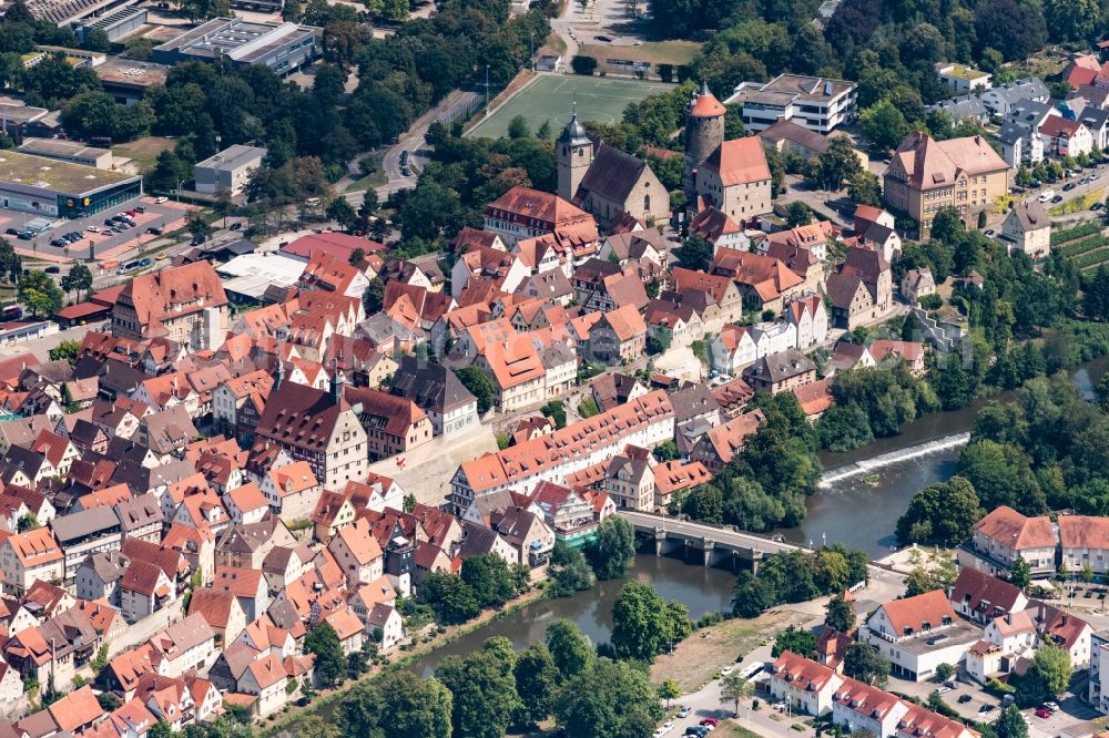 Besigheim from the bird's eye view: Old Town area and city center in Besigheim in the state Baden-Wurttemberg, Germany