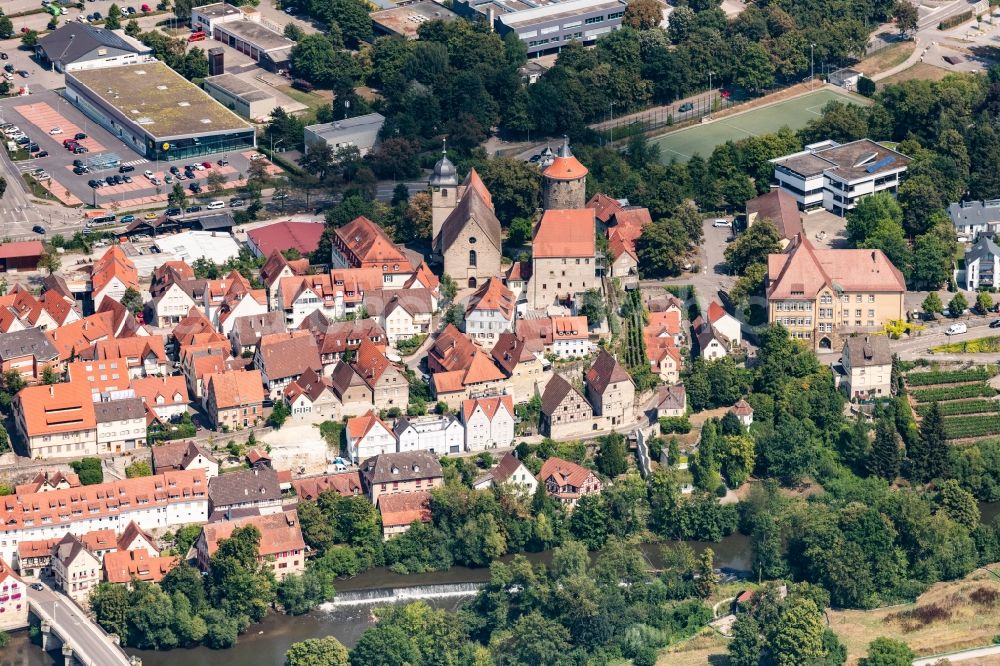 Aerial photograph Besigheim - Old Town area and city center in Besigheim in the state Baden-Wurttemberg, Germany