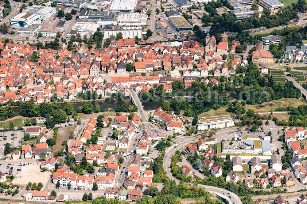 Besigheim from the bird's eye view: Old Town area and city center in Besigheim in the state Baden-Wurttemberg, Germany