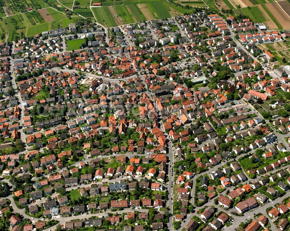 Aerial photograph Beutelsbach - Old Town area and city center in Beutelsbach in the state Baden-Wuerttemberg, Germany