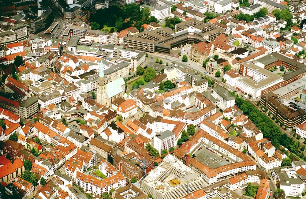 Aerial photograph Bielefeld - Old Town area and city center on street Niederwall in the district Mitte in Bielefeld in the state North Rhine-Westphalia, Germany