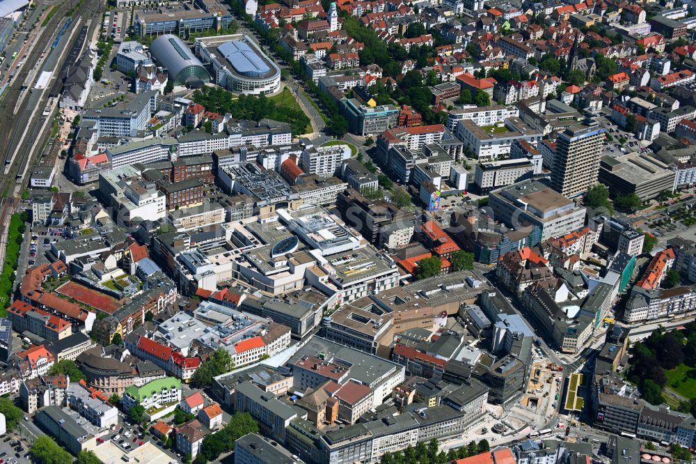 Bielefeld from the bird's eye view: Old Town area and city center on street Niederwall in the district Mitte in Bielefeld in the state North Rhine-Westphalia, Germany