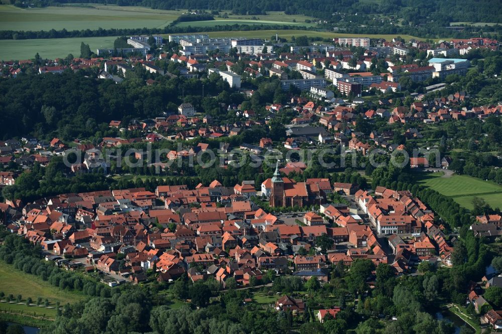 Boizenburg/Elbe from above - Old Town area and city center in Boizenburg/Elbe in the state Mecklenburg - Western Pomerania