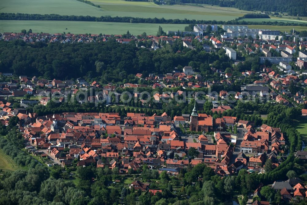 Aerial photograph Boizenburg/Elbe - Old Town area and city center in Boizenburg/Elbe in the state Mecklenburg - Western Pomerania