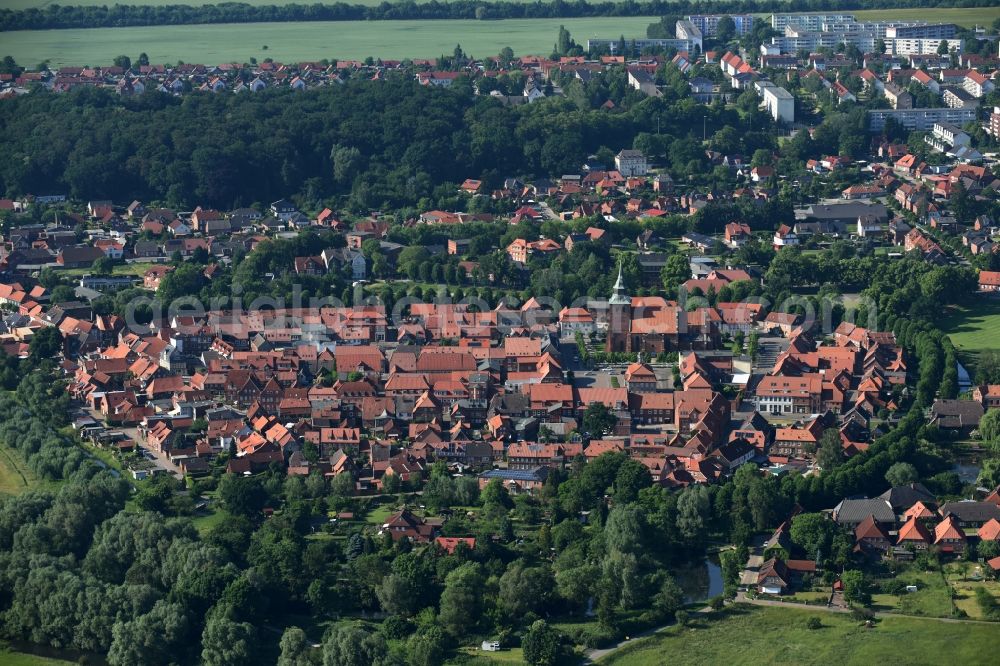 Boizenburg/Elbe from above - Old Town area and city center in Boizenburg/Elbe in the state Mecklenburg - Western Pomerania