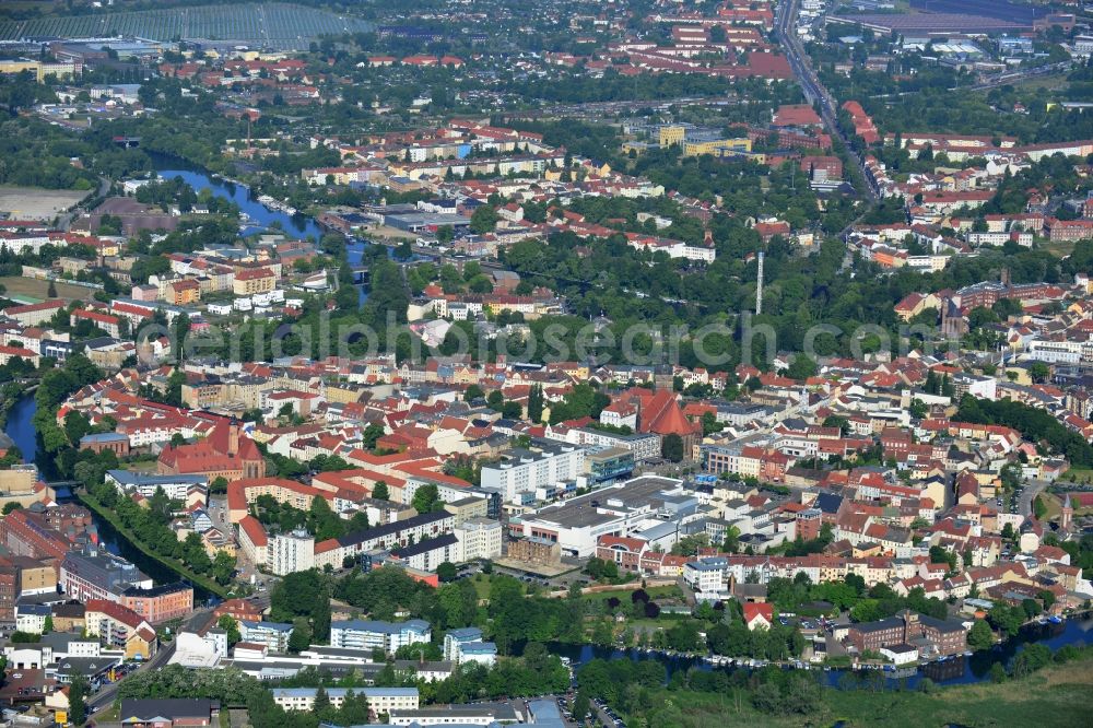 Brandenburg an der Havel from above - Old Town area and city center in Brandenburg an der Havel in the state Brandenburg