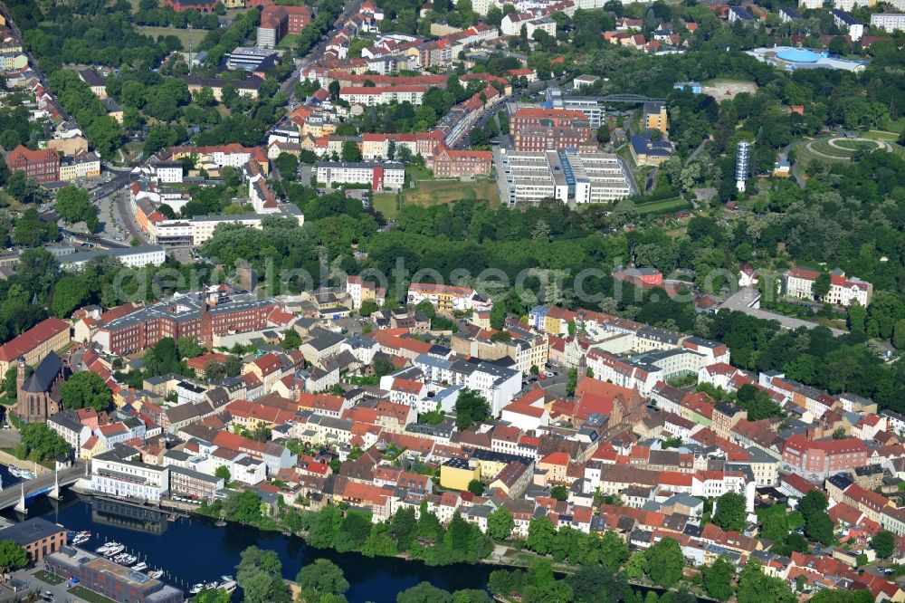 Brandenburg an der Havel from above - Old Town area and city center in Brandenburg an der Havel in the state Brandenburg