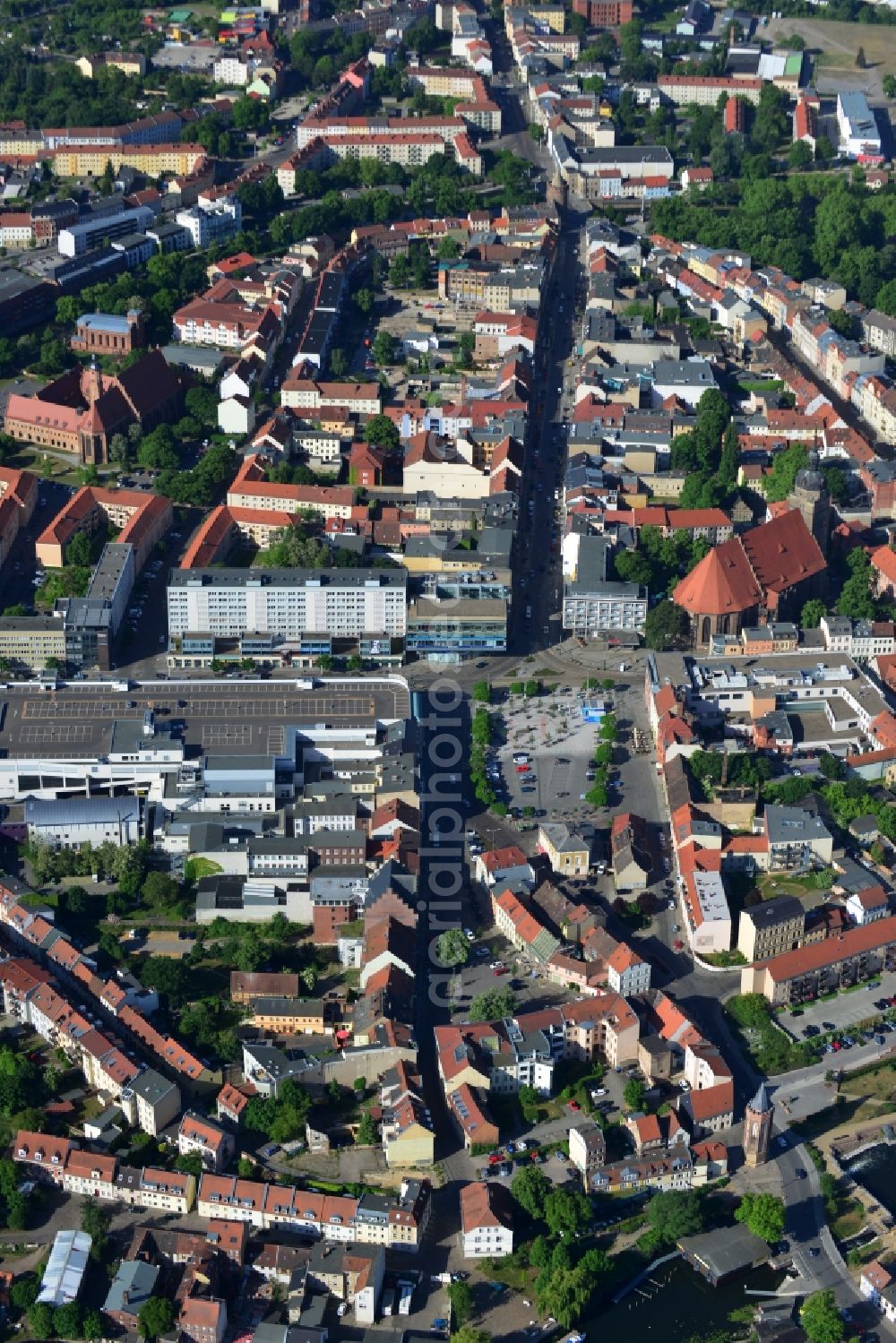 Aerial image Brandenburg an der Havel - Old Town area and city center in Brandenburg an der Havel in the state Brandenburg