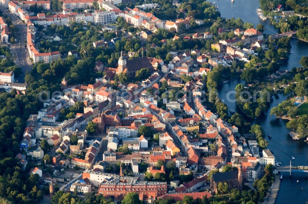 Brandenburg an der Havel from above - Old Town area and city center in Brandenburg an der Havel in the state Brandenburg