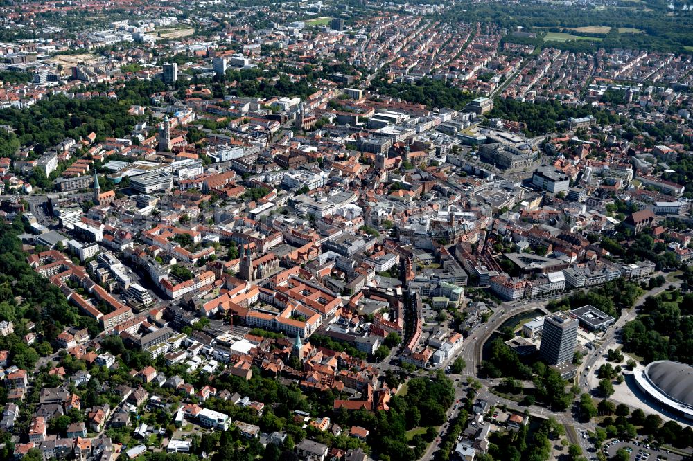 Aerial image Braunschweig - Old Town area and city center in Brunswick in the state Lower Saxony, Germany