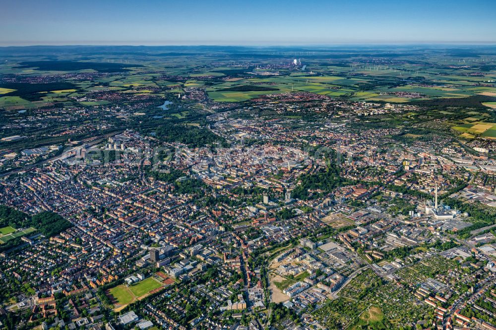 Braunschweig from above - Old Town area and city center in Brunswick in the state Lower Saxony, Germany