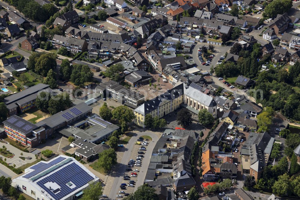 Brüggen from above - Old town area and inner city center on Klosterstrasse in Brueggen in the federal state of North Rhine-Westphalia, Germany