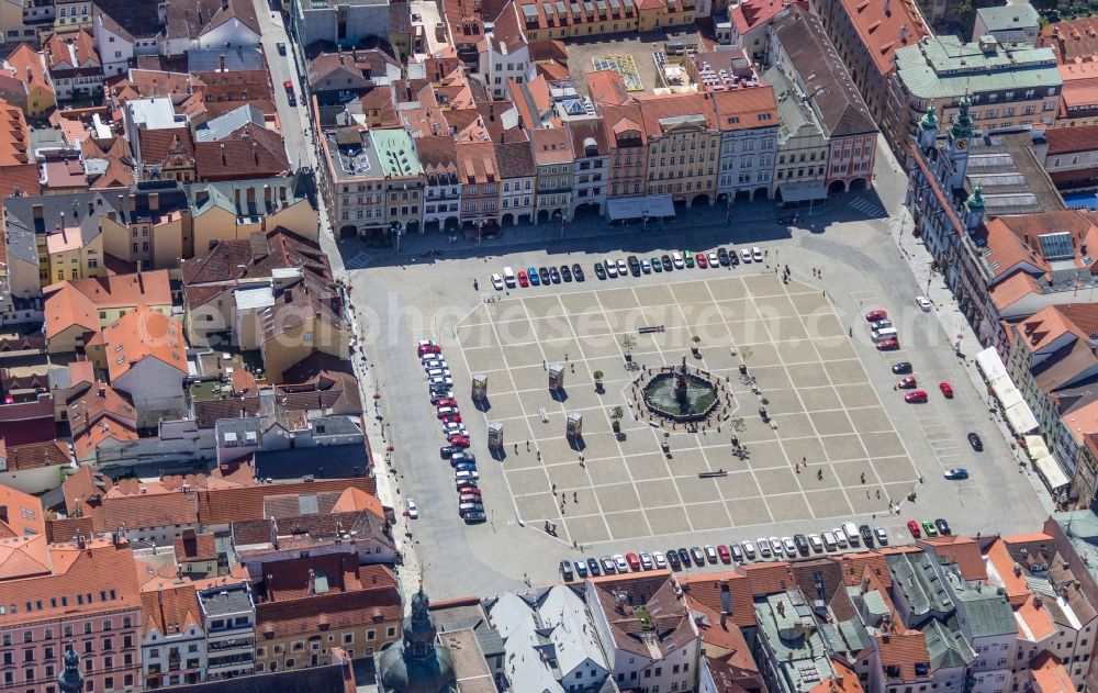 Aerial photograph Ceske Budejovice - Old Town area and city center in Ceske Budejovice in Jihocesky kraj, Czech Republic