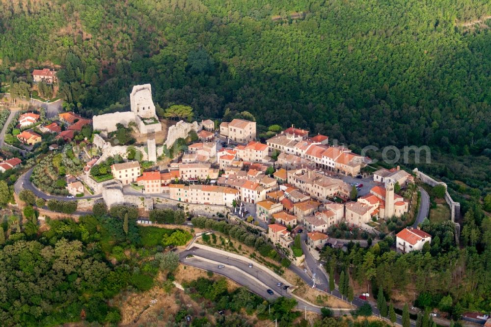 Civitella In Val di Chiana from above - Old Town area and city center in Civitella In Val di Chiana in Toskana, Italy